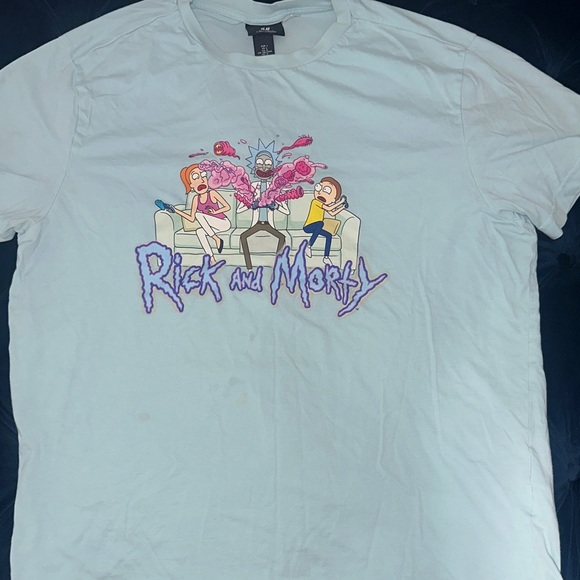 Rick and Morty Light Blue H&M T-Shirt - Picture 1 of 4